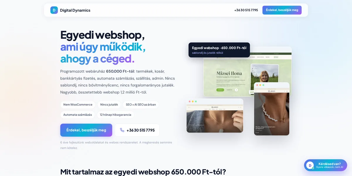 Egyedi webshop