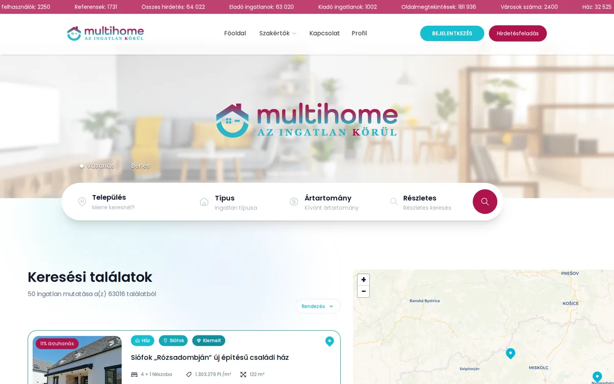 MultiHome.hu — property listing portal