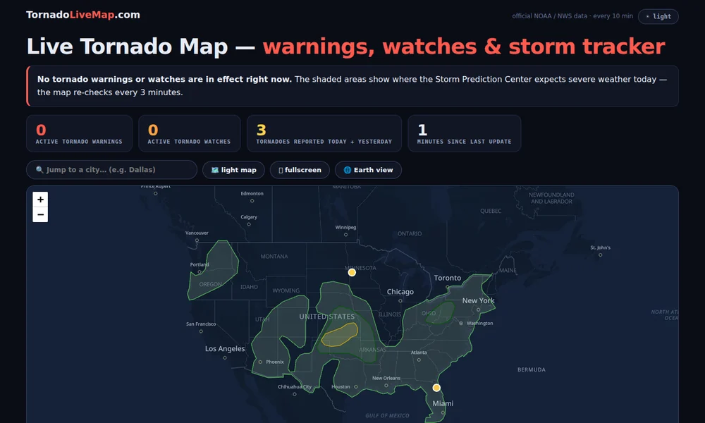 Tornado LiveMap — live tornado warnings, watches and storm tracker